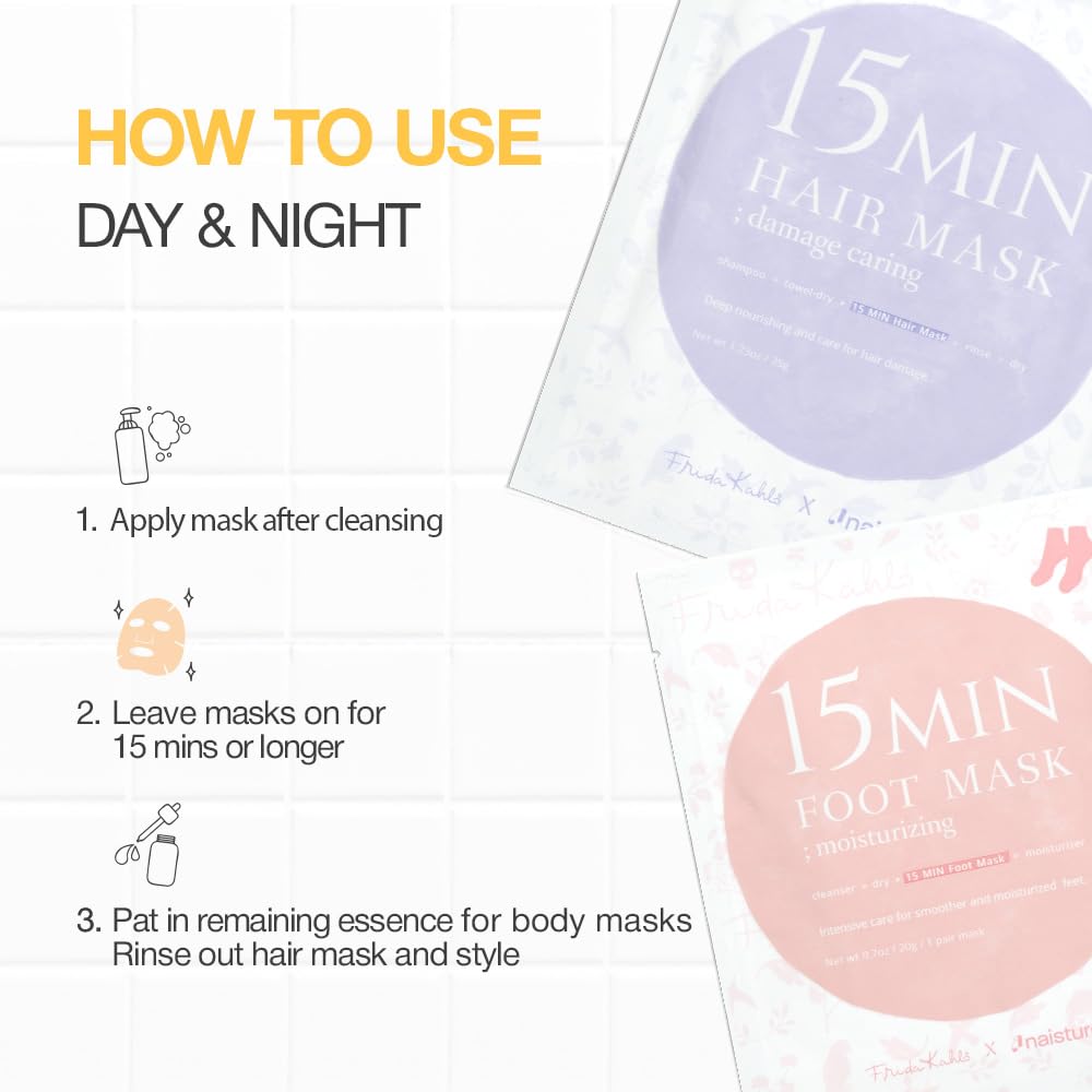 Naisture 15 Min Pamper Me Kit Korean Spa Skincare Gift Set for Women-Head to Toe with Hair, Face, Eye, Hand, & Foot Masks (7 pcs)