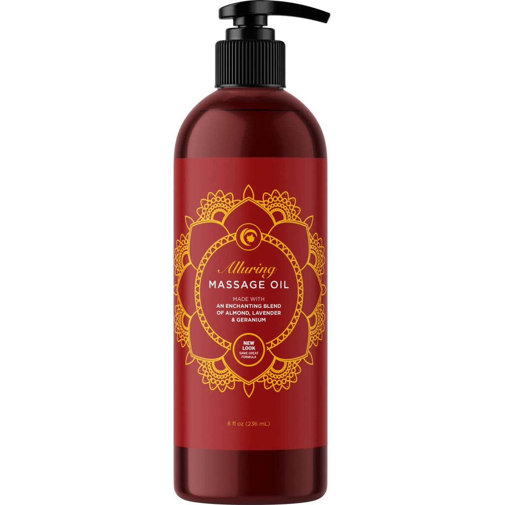 Aromatherapy Sensual Massage Oil for Couples - Relaxing Lavender Massaging Oil for Massage Therapy with Vitamin E Jojoba & Sweet Almond - Naturally Scented Vegan Non GMO & Gluten Free (8 Fl Oz)