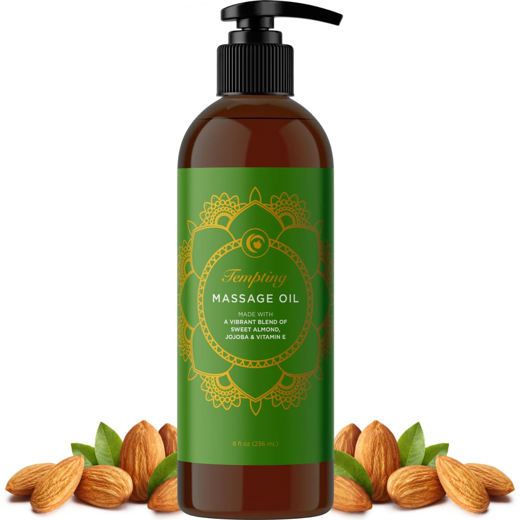 Aromatherapy Sensual Massage Oil for Couples - Relaxing Lavender Massaging Oil for Massage Therapy with Vitamin E Jojoba & Sweet Almond - Naturally Scented Vegan Non GMO & Gluten Free (8 Fl Oz)