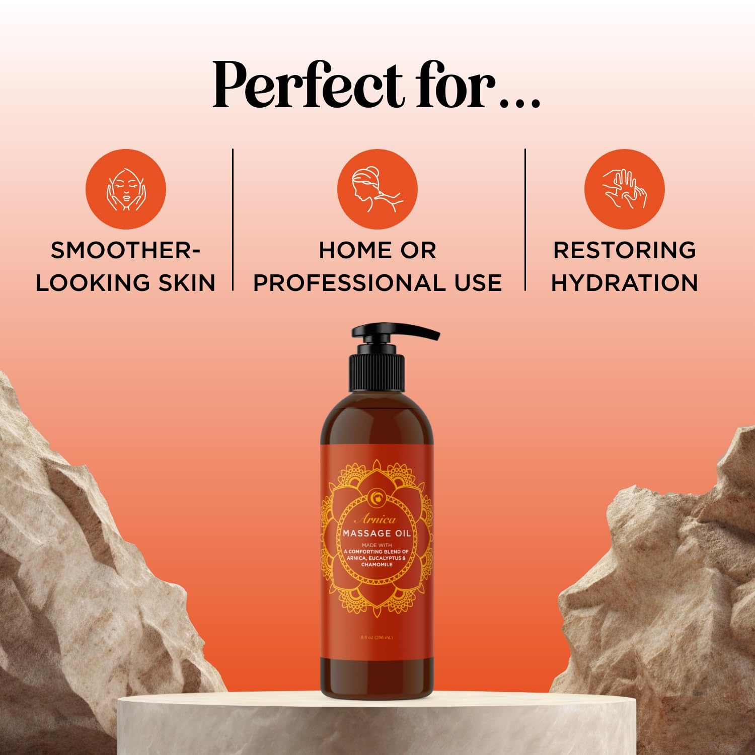 Aromatherapy Sensual Massage Oil for Couples - Relaxing Lavender Massaging Oil for Massage Therapy with Vitamin E Jojoba & Sweet Almond - Naturally Scented Vegan Non GMO & Gluten Free (8 Fl Oz)