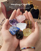Crystals and Healing Stones Set - Chakra Crystals Gift for Women, Thumb Worry Stones, Chakra Bracelets, 7 Chakra Stones Set, Orgone Pyramid for Positive Energy Balance, Birthday Gifts for Women