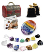 Crystals and Healing Stones Set - Chakra Crystals Gift for Women, Thumb Worry Stones, Chakra Bracelets, 7 Chakra Stones Set, Orgone Pyramid for Positive Energy Balance, Birthday Gifts for Women