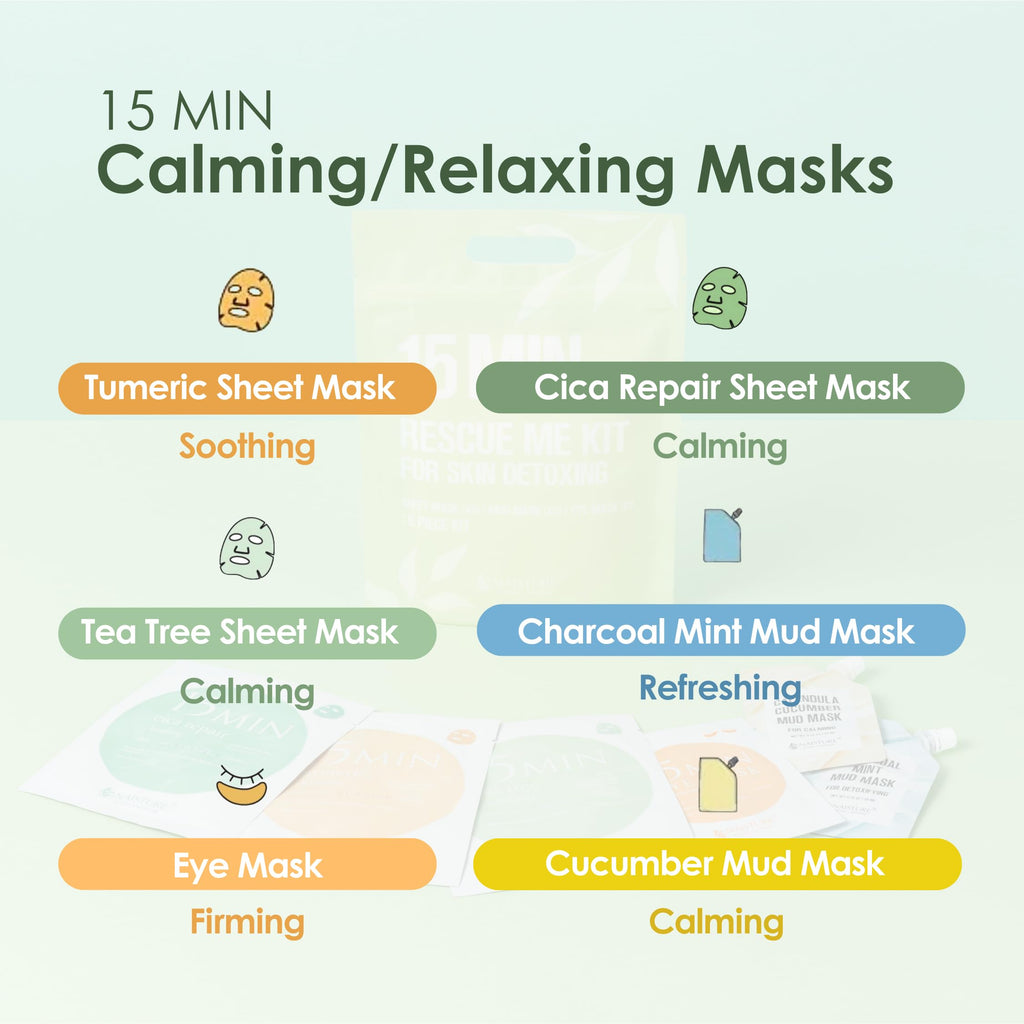 Naisture 15 Min Pamper Me Kit Korean Spa Skincare Gift Set for Women-Head to Toe with Hair, Face, Eye, Hand, & Foot Masks (7 pcs)