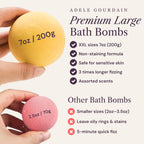 ADELEGOURDAIN Bath Bombs Set 7 pcs - Gift Set for Women, 200g Extra Large Oversized, Mineral Bath Bombs for Sensitive Skin, Gift Set Box for Her Birthday