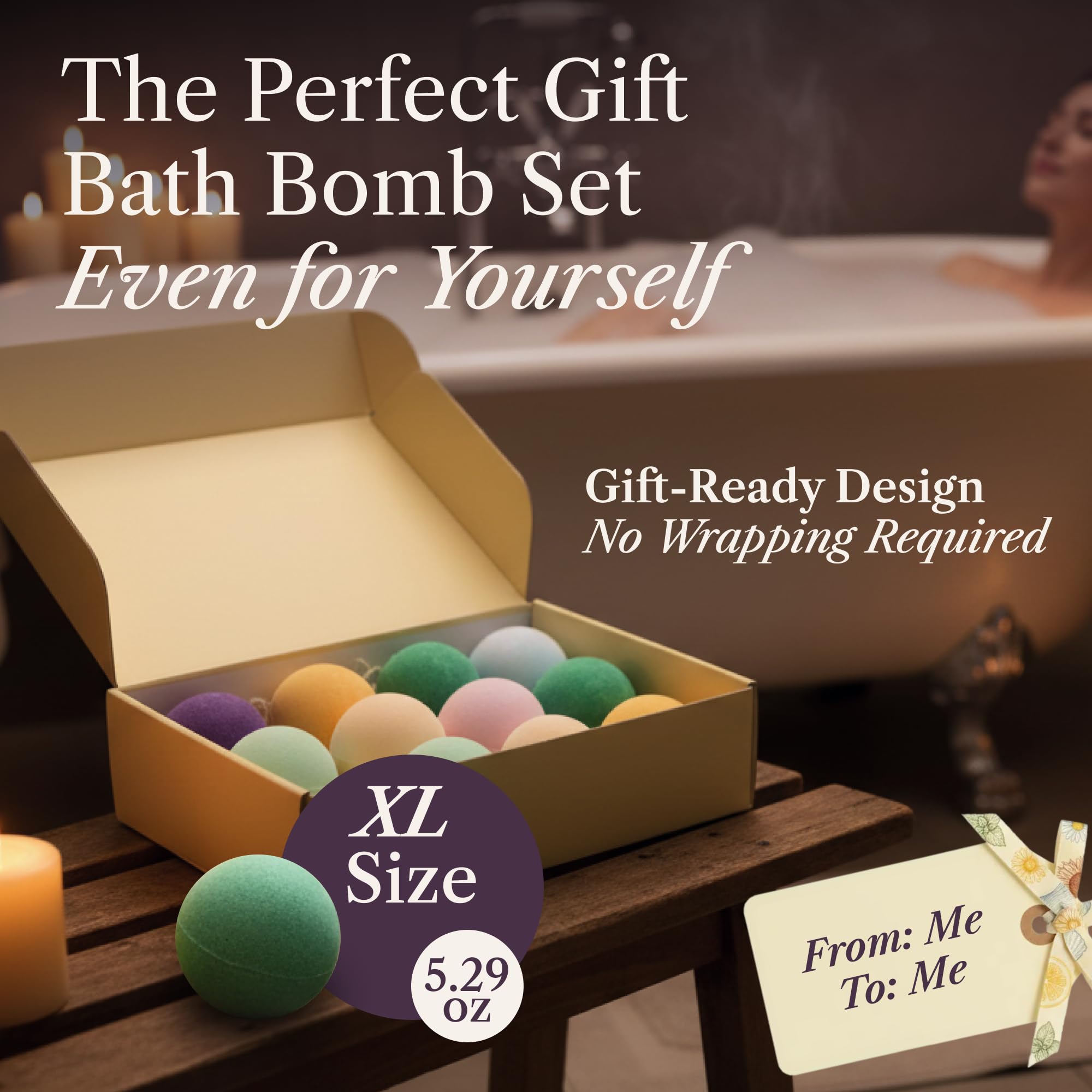 ADELEGOURDAIN Bath Bombs Set 7 pcs - Gift Set for Women, 200g Extra Large Oversized, Mineral Bath Bombs for Sensitive Skin, Gift Set Box for Her Birthday