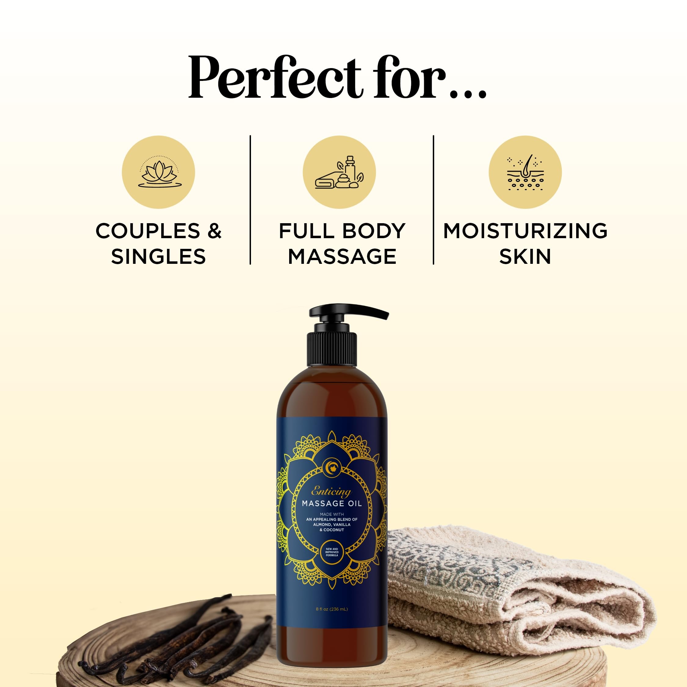 Aromatherapy Sensual Massage Oil for Couples - Relaxing Lavender Massaging Oil for Massage Therapy with Vitamin E Jojoba & Sweet Almond - Naturally Scented Vegan Non GMO & Gluten Free (8 Fl Oz)