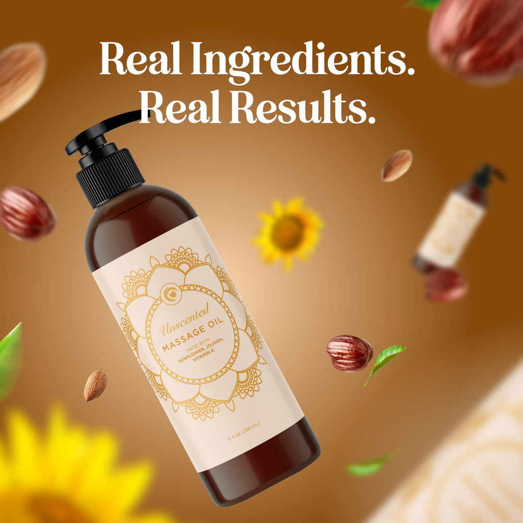 Aromatherapy Sensual Massage Oil for Couples - Relaxing Lavender Massaging Oil for Massage Therapy with Vitamin E Jojoba & Sweet Almond - Naturally Scented Vegan Non GMO & Gluten Free (8 Fl Oz)