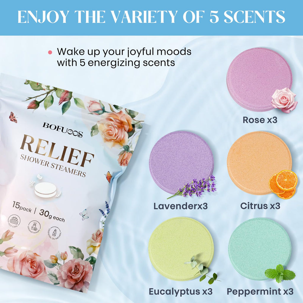Shower Steamers Aromatherapy, Birthday Gift for Women Teen Girl Mom | Premium Natural Essential Oils Bath Bombs, Spa Stress Relief & Relaxation Self Care Gifts