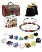 Crystals and Healing Stones Set - Chakra Crystals Gift for Women, Thumb Worry Stones, Chakra Bracelets, 7 Chakra Stones Set, Orgone Pyramid for Positive Energy Balance, Birthday Gifts for Women