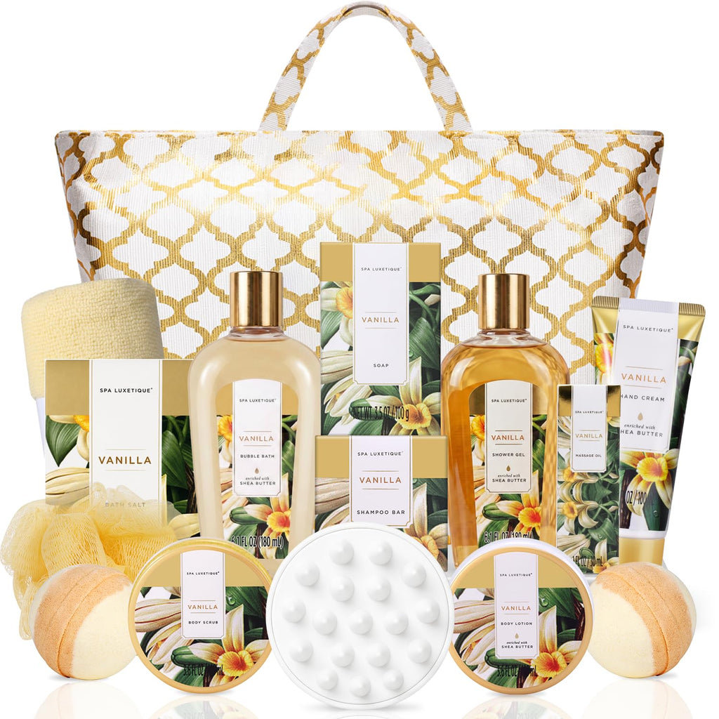 Spa Luxetique Gifts for Women Lavender Gift Baskets for Women 15pcs Bath and Body Work Gift Set With Tote Bag Bath Sets for Women Mothers Day Gifts for Her