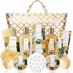 Spa Luxetique Gifts for Women Lavender Gift Baskets for Women 15pcs Bath and Body Work Gift Set With Tote Bag Bath Sets for Women Mothers Day Gifts for Her