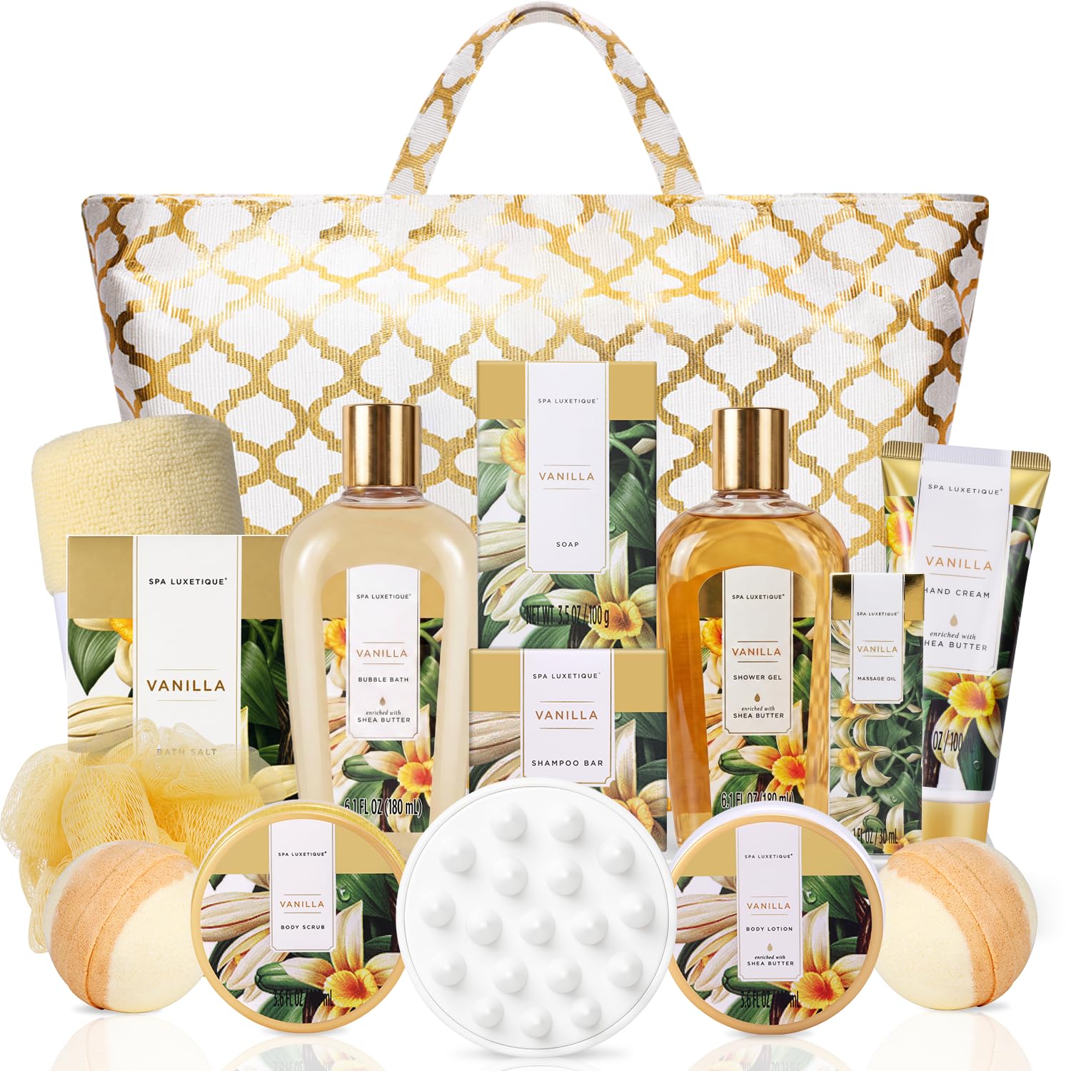 Spa Luxetique Gifts for Women Lavender Gift Baskets for Women 15pcs Bath and Body Work Gift Set With Tote Bag Bath Sets for Women Mothers Day Gifts for Her