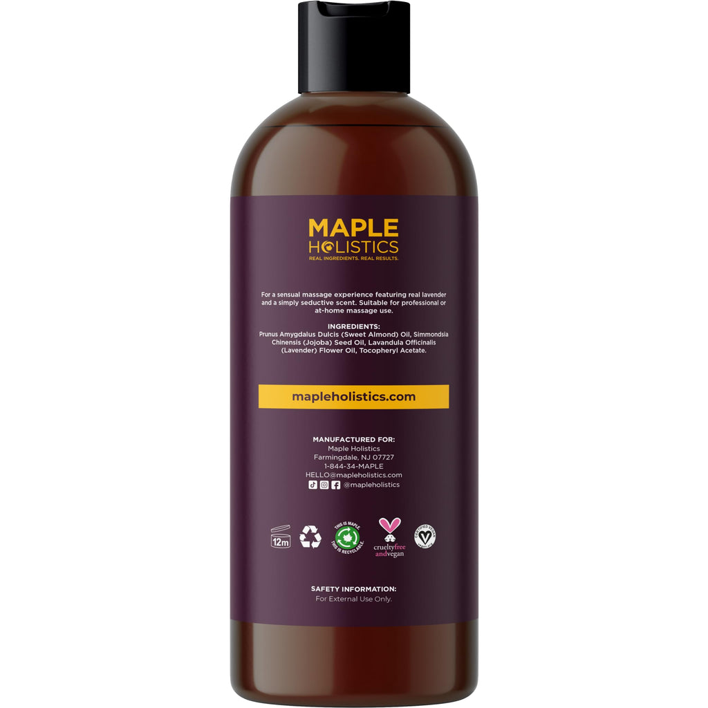Aromatherapy Sensual Massage Oil for Couples - Relaxing Lavender Massaging Oil for Massage Therapy with Vitamin E Jojoba & Sweet Almond - Naturally Scented Vegan Non GMO & Gluten Free (8 Fl Oz)