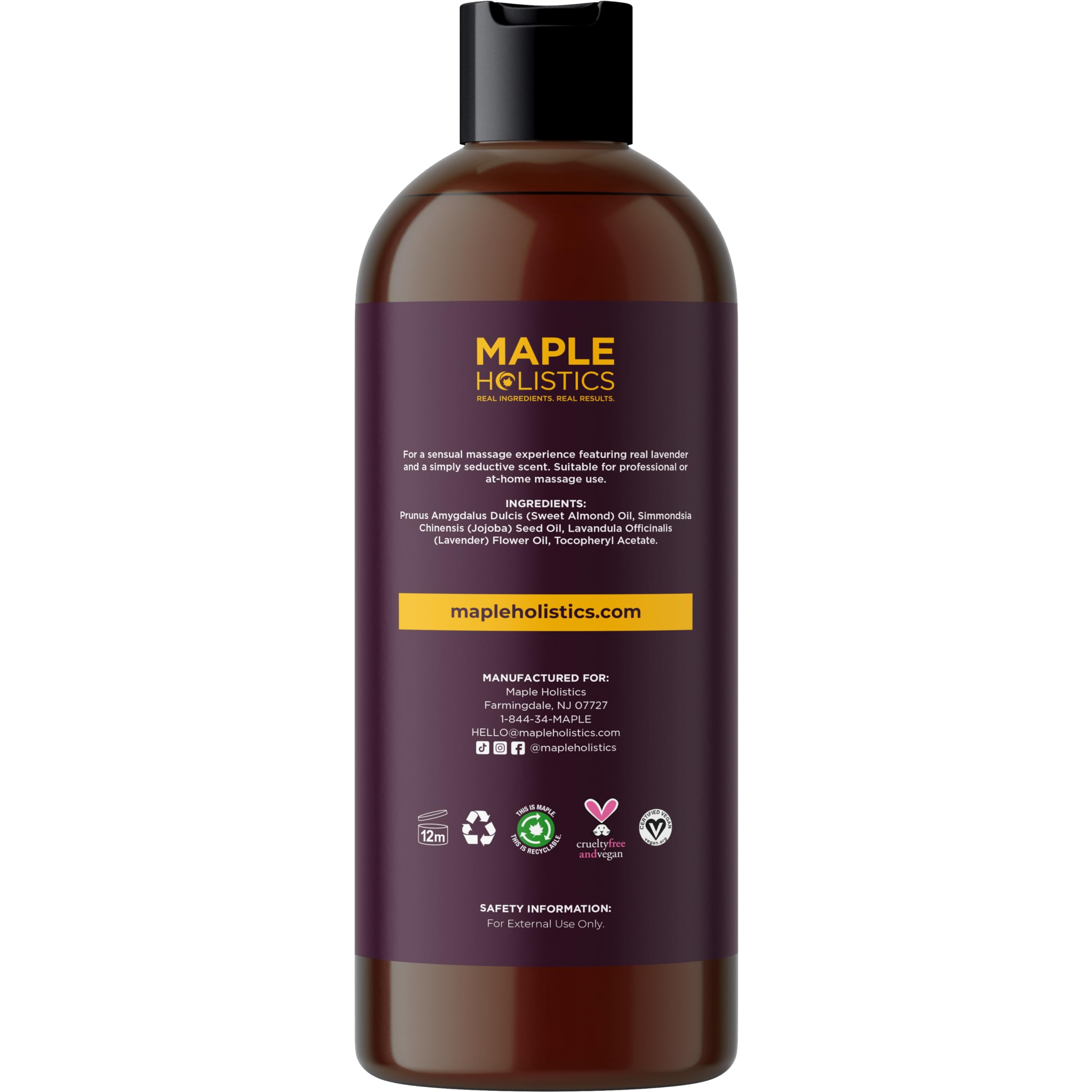 Aromatherapy Sensual Massage Oil for Couples - Relaxing Lavender Massaging Oil for Massage Therapy with Vitamin E Jojoba & Sweet Almond - Naturally Scented Vegan Non GMO & Gluten Free (8 Fl Oz)