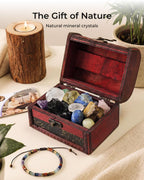 Crystals and Healing Stones Set - Chakra Crystals Gift for Women, Thumb Worry Stones, Chakra Bracelets, 7 Chakra Stones Set, Orgone Pyramid for Positive Energy Balance, Birthday Gifts for Women