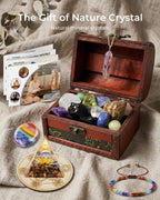 Crystals and Healing Stones Set - Chakra Crystals Gift for Women, Thumb Worry Stones, Chakra Bracelets, 7 Chakra Stones Set, Orgone Pyramid for Positive Energy Balance, Birthday Gifts for Women
