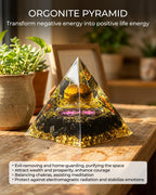 Crystals and Healing Stones Set - Chakra Crystals Gift for Women, Thumb Worry Stones, Chakra Bracelets, 7 Chakra Stones Set, Orgone Pyramid for Positive Energy Balance, Birthday Gifts for Women