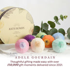 ADELEGOURDAIN Bath Bombs Set 7 pcs - Gift Set for Women, 200g Extra Large Oversized, Mineral Bath Bombs for Sensitive Skin, Gift Set Box for Her Birthday