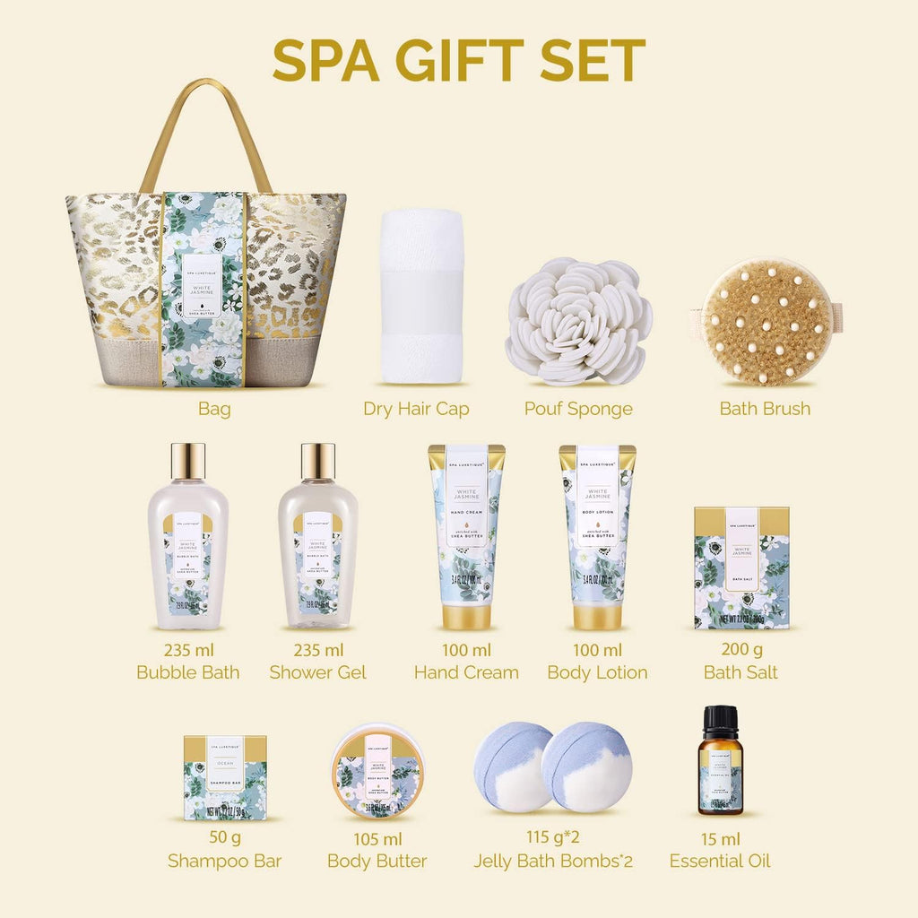 Spa Luxetique Gifts for Women Lavender Gift Baskets for Women 15pcs Bath and Body Work Gift Set With Tote Bag Bath Sets for Women Mothers Day Gifts for Her