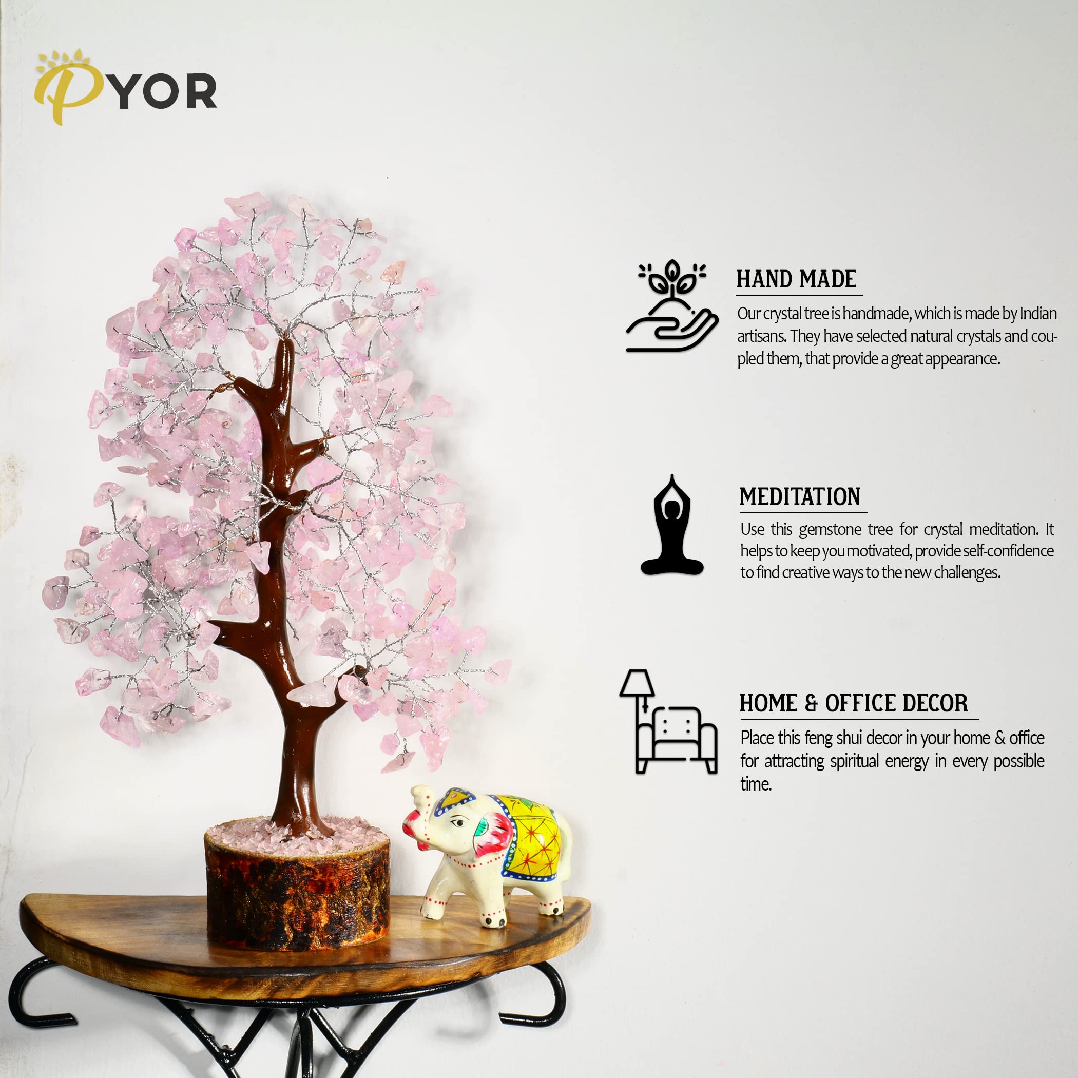 PYOR 7 Chakra Tree of Life Crystal Tree - Seven Chakra Healing Crystals & Stones for Chakra Balancing | Meditation | Reiki | Yoga Decor | Spiritual Gift | Gift for Woman