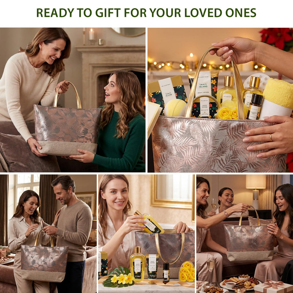 Spa Luxetique Gifts for Women Lavender Gift Baskets for Women 15pcs Bath and Body Work Gift Set With Tote Bag Bath Sets for Women Mothers Day Gifts for Her