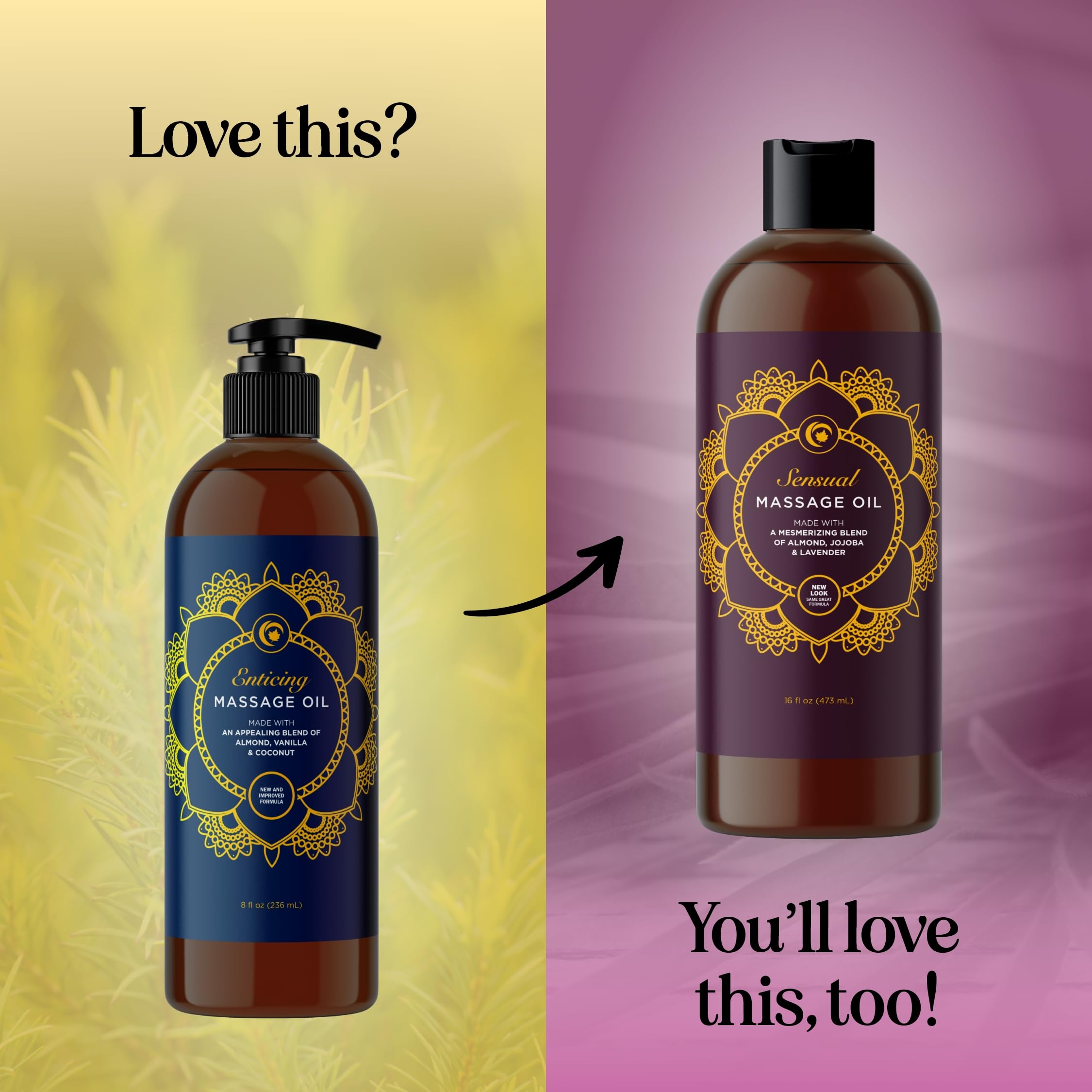Aromatherapy Sensual Massage Oil for Couples - Relaxing Lavender Massaging Oil for Massage Therapy with Vitamin E Jojoba & Sweet Almond - Naturally Scented Vegan Non GMO & Gluten Free (8 Fl Oz)