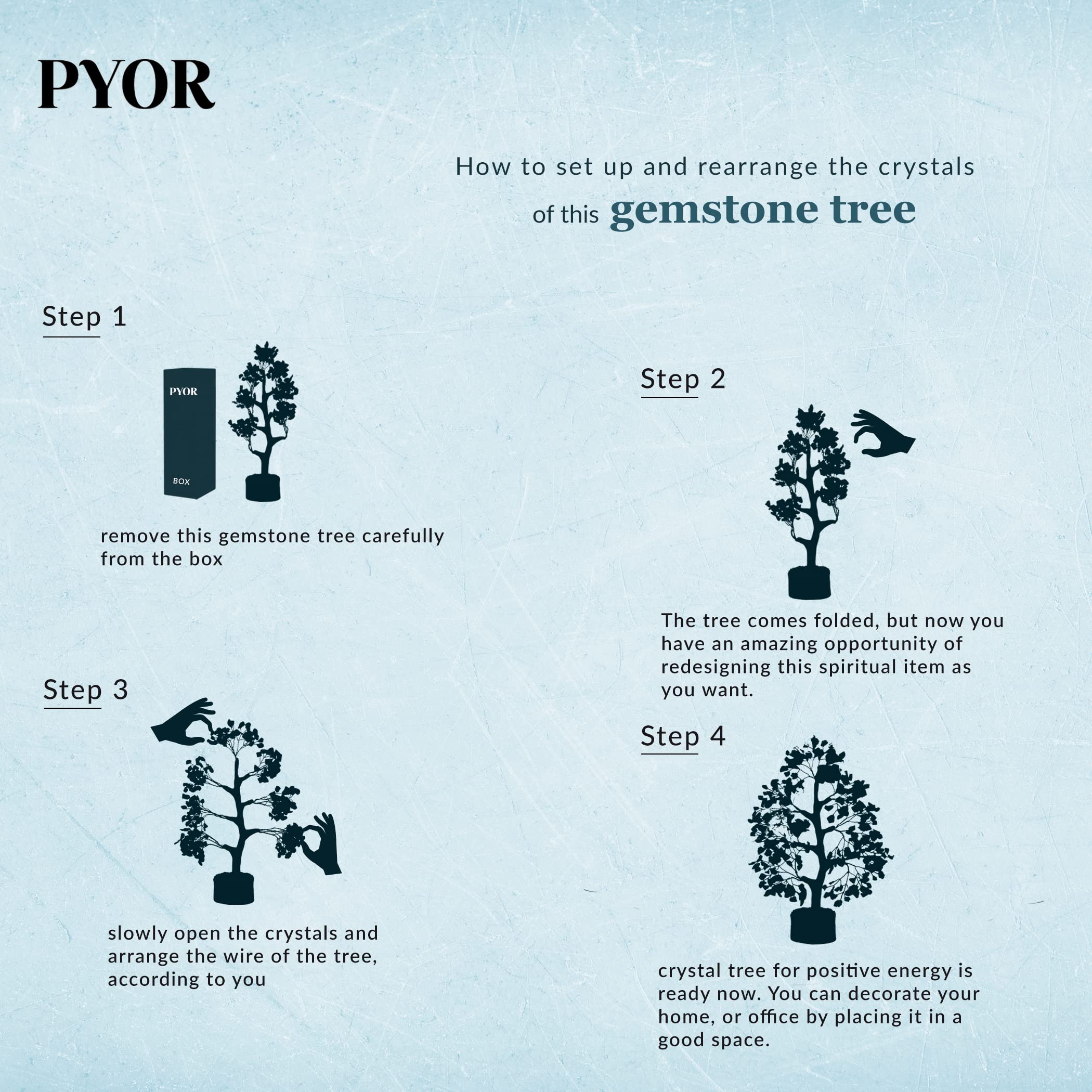 PYOR 7 Chakra Tree of Life Crystal Tree - Seven Chakra Healing Crystals & Stones for Chakra Balancing | Meditation | Reiki | Yoga Decor | Spiritual Gift | Gift for Woman