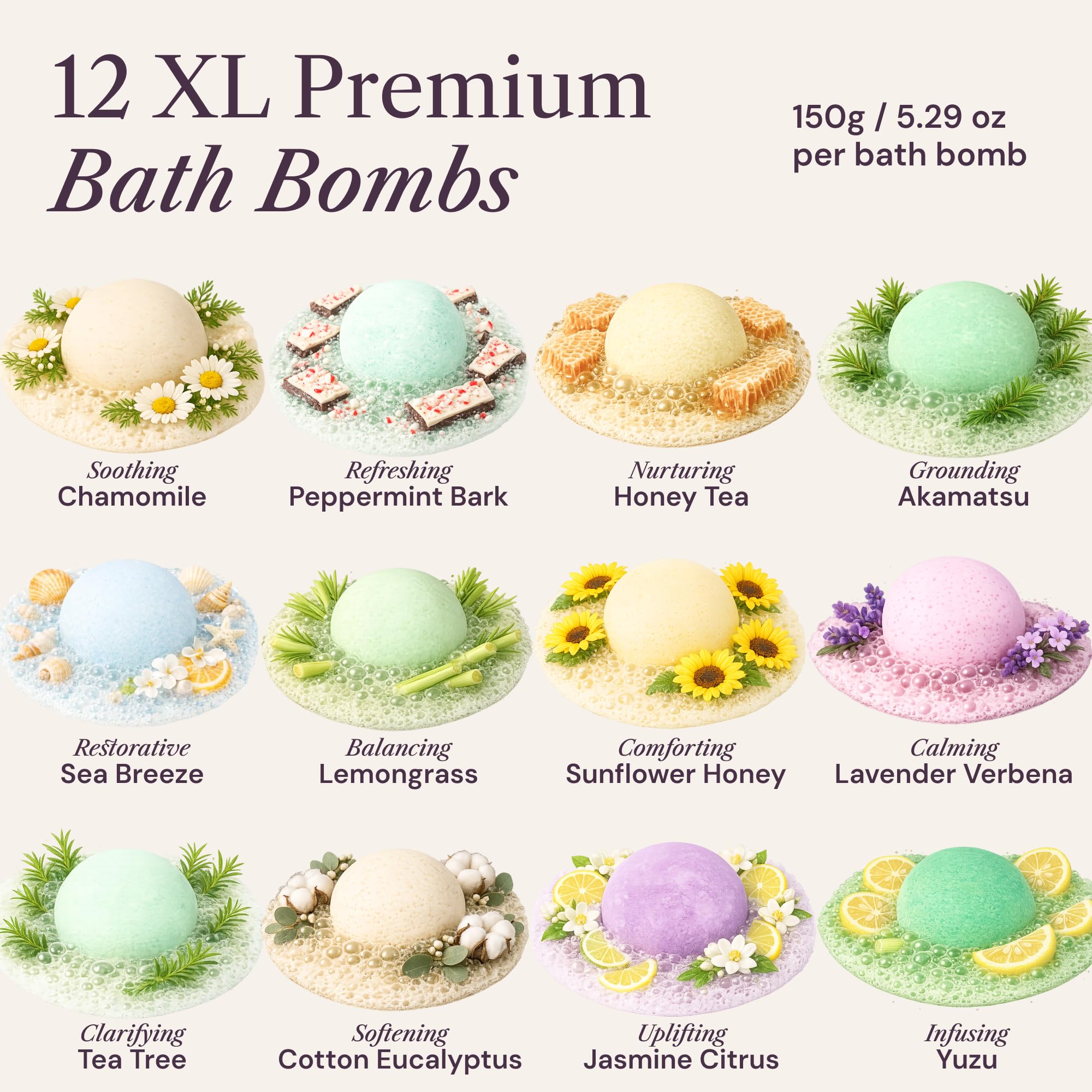 ADELEGOURDAIN Bath Bombs Set 7 pcs - Gift Set for Women, 200g Extra Large Oversized, Mineral Bath Bombs for Sensitive Skin, Gift Set Box for Her Birthday