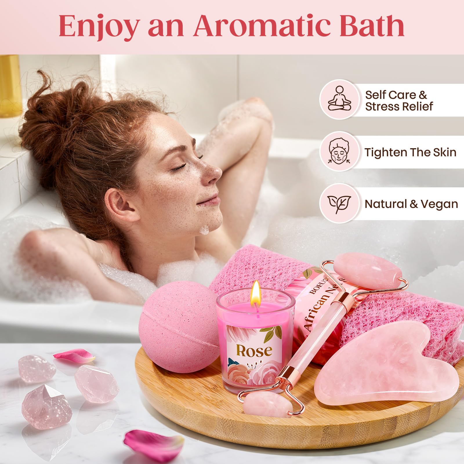 Birthday Gifts for Women, Self Care Spa & Bath Relaxation Gift Set | Great Pink Gifts for Mom, Sister, Girlfriend, Grandma,Friend, Perfect for Birthday, Mother's Day, Christmas, Valentine's Day