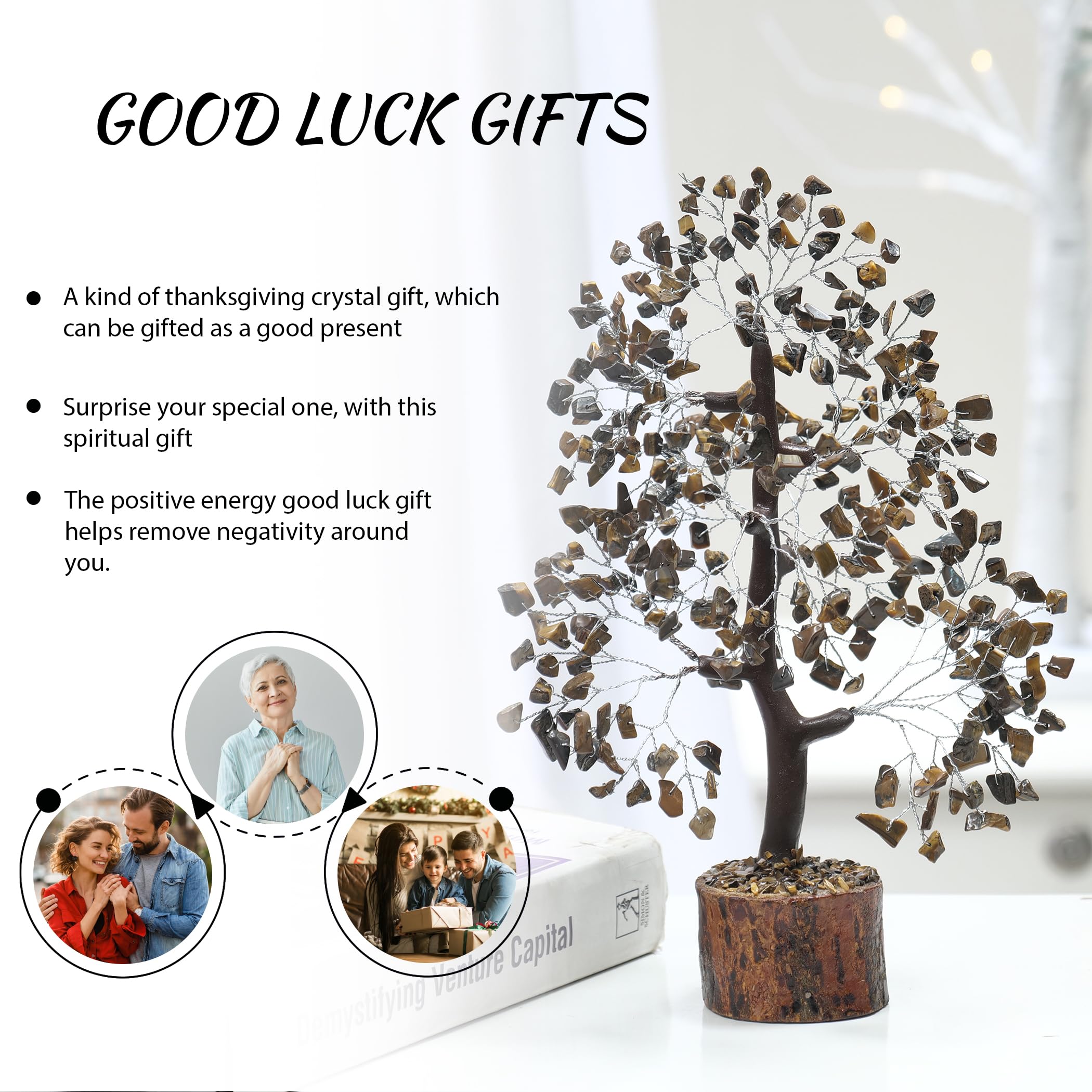 PYOR 7 Chakra Tree of Life Crystal Tree - Seven Chakra Healing Crystals & Stones for Chakra Balancing | Meditation | Reiki | Yoga Decor | Spiritual Gift | Gift for Woman