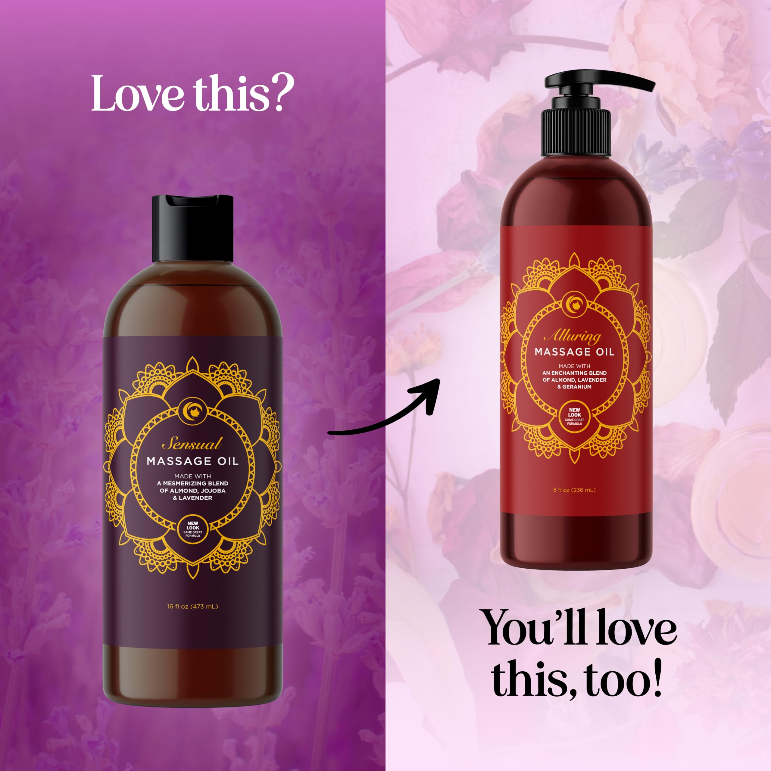 Aromatherapy Sensual Massage Oil for Couples - Relaxing Lavender Massaging Oil for Massage Therapy with Vitamin E Jojoba & Sweet Almond - Naturally Scented Vegan Non GMO & Gluten Free (8 Fl Oz)