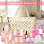 Spa Luxetique Gifts for Women Lavender Gift Baskets for Women 15pcs Bath and Body Work Gift Set With Tote Bag Bath Sets for Women Mothers Day Gifts for Her
