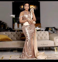 Arabic Aso Ebi Prom Dresses Women Sequins Evening Formal Party Engagement Gowns