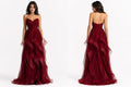 Elegant Strapless Gown With Fitted Bustier and Multi-Layered Skirt
